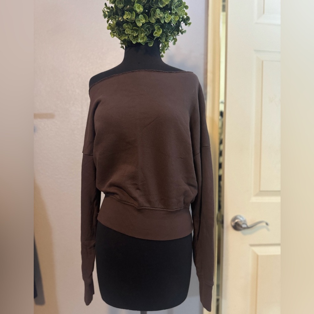 Carbon38 Chocolate Fleece Outerwear off shoulder
